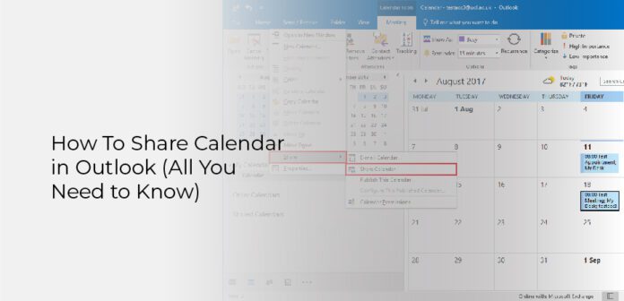 how to share calendar in outlook